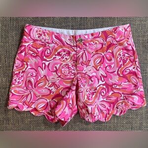 Lilly Pulitzer Buttercup Low Rise Shorts, Sz 00, Pink Pout Mango Salsa, Stretch